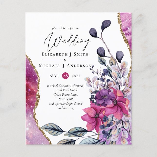 Flyer Lindo ORÇAMENTO Violeta Rosa Floral Ágata Casament (Frente)
