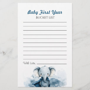 Flyer Lista de Baldes do primeiro ano com elefante azul