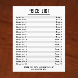 Flyer Lista de Preços. Até 40 itens e Preços. Frente e V