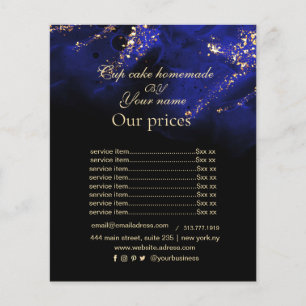 Flyer Lista de Preços de Álcool Azul Real e Dourado Abst