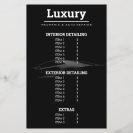 Flyer Lista de Preços de Lavagem Automática de Limpeza A