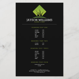 Flyer Lista de Preços de Logo de Grama para Cuidado de J