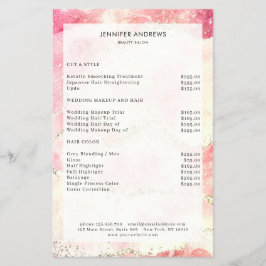 Flyer Lista de Preços de Salão de Beleza Moderno e Brilh