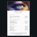 Flyer Lista de Preços de Salão de Foto Makeup Moderna<br><div class="desc">Moderno,  Makeup Photo Glitter,  Folheto da Lista de Preços. Edite seu produto em alguns minutos adicionando seus dados. Você pode alterar a fonte/cor/posição por "mais personalização".</div>