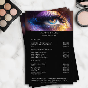Flyer Lista de Preços de Salão de Foto Makeup Moderna