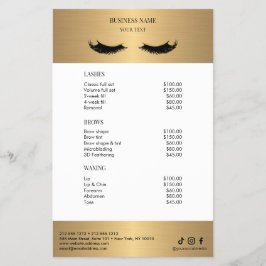 Flyer Lista de Preços do Salão Branco e Dourado de Luxo