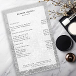 Flyer Lista de Preços do Salão da Glitter Moderna<br><div class="desc">Moderno,  prata,  brilho,  salão,  folheto da lista de preços. Edite seu produto em alguns minutos adicionando seus dados. Você pode alterar a fonte/cor/posição por "mais personalização".</div>