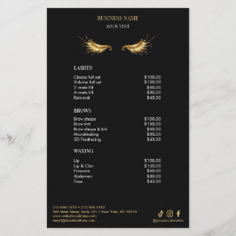Flyer Lista de Preços do Salão de Luxo Preto e Dourado M