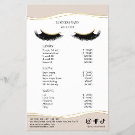 Flyer Lista de Preços do Salão Elegante Bege e Dourado M