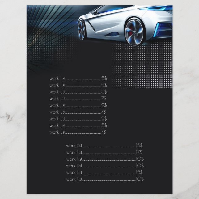 Flyer Lista de Preços do Serviço Automóvel Mecânico Rápi (Frente)