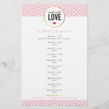 LISTA DE PREÇOS feita com amor, coroa cor-de-rosa 