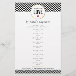 Flyer LISTA DE PREÇOS feita com amor, cromo preto modern