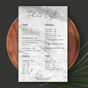 Flyer Lista de Preços Mínimos Modernos para Marble