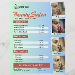 Flyer Lista de Preços Salão Azul Céu Verde Pastel