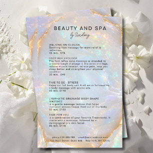 Flyer Lista de Preços Salão Opal Holográfico Mármore