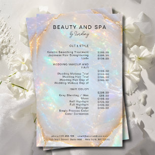 Flyer Lista de Preços Salão Opal Holográfico Mármore