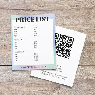 Flyer Lista de Preços Salão QR Code Pastel Branco Minima