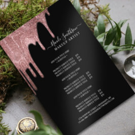 Flyer Lista de Serviços de Maquiagem Artística Rose Gold