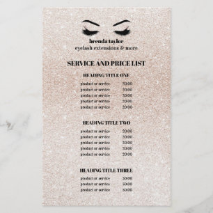 Flyer LISTA DE SERVIÇOS DE SALÃO EYELASH EYELASH, cor-
