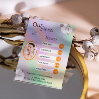 Flyer Lista de Serviços Elegante Pastel Holográfico