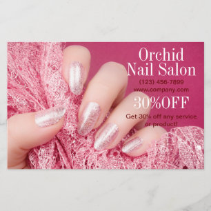 Flyer Listas de Preços de Salão de Nail Salon - Esthetic