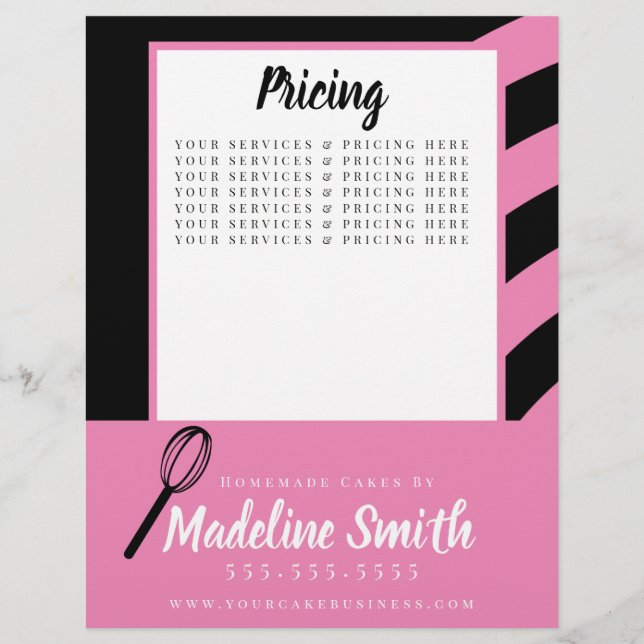 Flyer Listras de Padaria Batedeira Bolo Caseiro Rosa Pre (Frente)