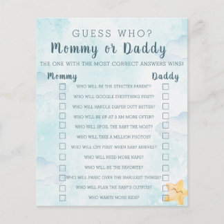Flyer Little Star Blue Sky Mommy Daddy Baby Shower Game