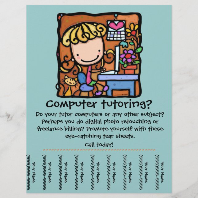 Flyer LittleGirlie é um tutor de computador! Personalize (Frente)