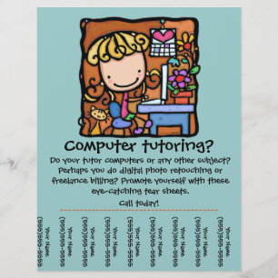 Flyer LittleGirlie é uma tutora de computador! Personali