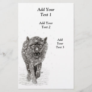 Flyer Lobo Negro Zangado na Neve, inverno selvagem