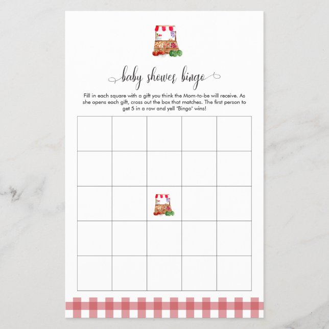 Flyer Locally Grown Baby Shower Bingo Game Market (Frente)