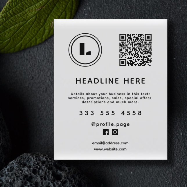 Flyer Logo and QR code white minimalist (Criador carregado)