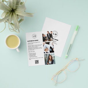 Flyer Logo Foto QR Branco Profissional Empresarial