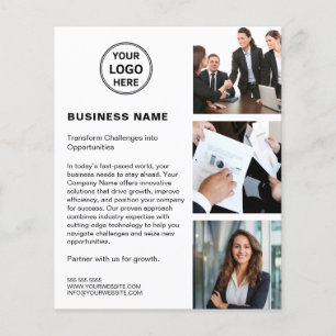 Flyer Logo Foto QR Moderno Branco Negócios Corporativos
