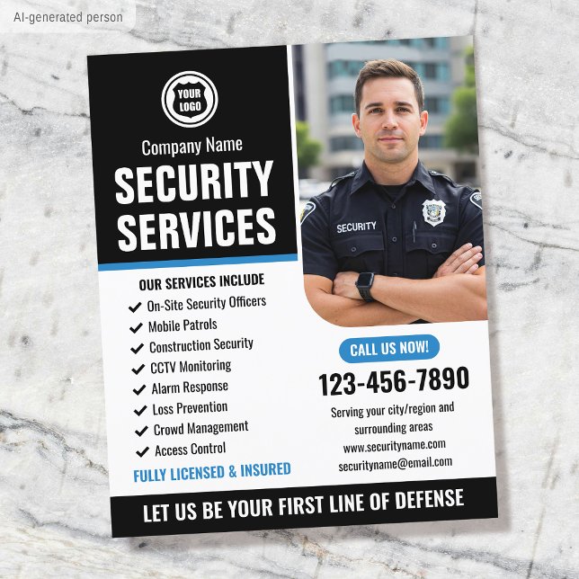 Flyer Logotipo Azul Personalizado da Empresa de Serviços (Criador carregado)
