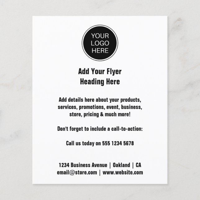 Flyer Logotipo comercial | Mínimo branco simples e limpo (Frente)