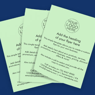 Flyer Logotipo comercial   Personalização Verde Simples