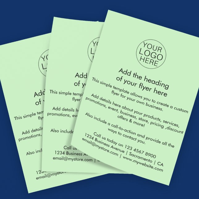 Flyer Logotipo comercial | Personalização Verde Simples (Criador carregado)