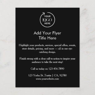 Flyer Logotipo comercial   Promocional Mínimo Negro