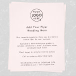Flyer Logotipo comercial | Publicidade minimalista cor-d<br><div class="desc">Um simples modelo de folheto comercial cor-de-rosa, embebido e personalizado, num estilo moderno minimalista, que pode ser facilmente atualizado com o logótipo da sua empresa, os detalhes de contato e o texto de folheto personalizado. A solução perfeita para qualquer empresa que inclua detalhes de seus produtos, serviços, preços de eventos...</div>
