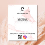 Flyer Logótipo comercial qr código instagram texto perso<br><div class="desc">Fundo de mármore rosa embebido. Personalize e adicione o logotipo,  o nome,  o endereço,  o texto,  o seu próprio código QR à sua conta instagram.</div>