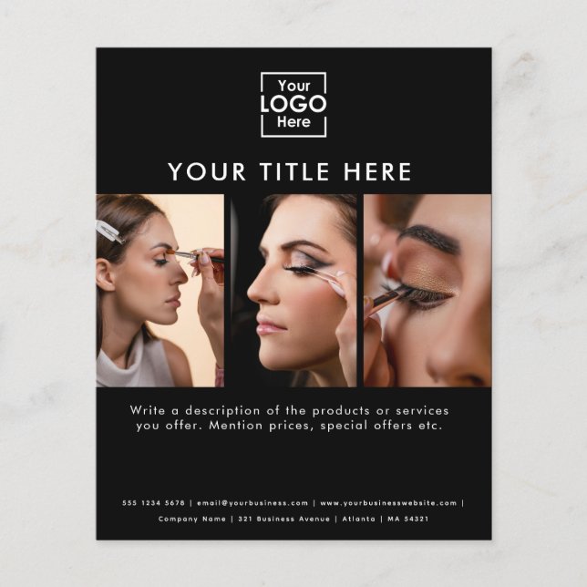 Flyer Logotipo comercial Simples Beleza Negra Salão 3 Fo (Frente)