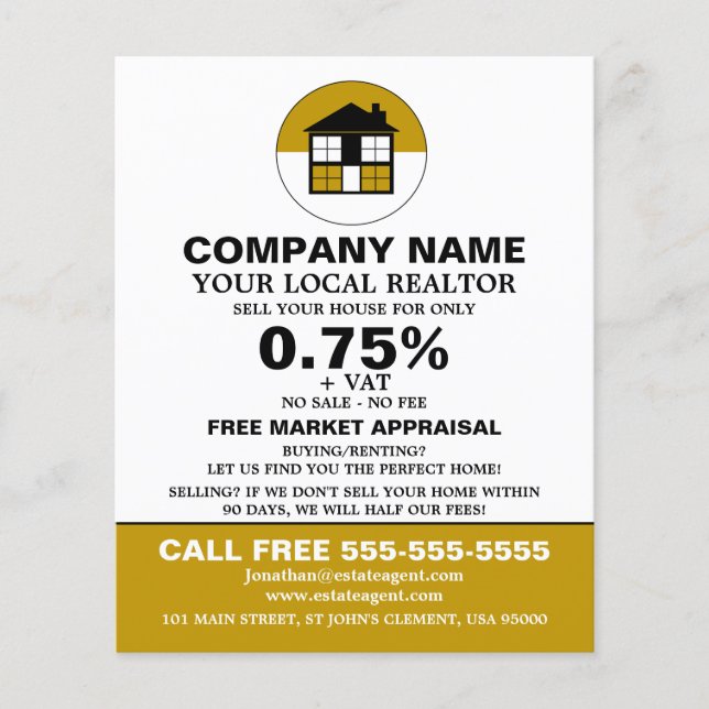 Flyer Logotipo da Casa, Realtor, Anúncio de agente estad (Frente)