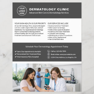Flyer Logotipo da Clínica de Dermatologia QR Gray