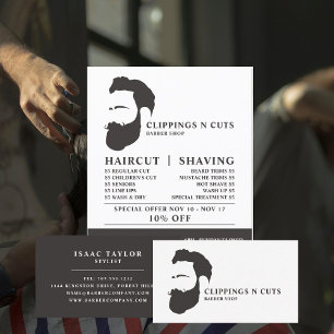Flyer Logotipo de barba, anúncio de barbeiros masculinos