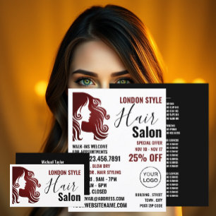 Flyer Logotipo de Cabelo, Cabeleireiro, Anúncio de Salão
