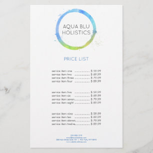 Flyer Logotipo de Círculo Pintado com Aqua Azul-Aqua