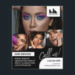 Flyer Logotipo de Colagem de Fotografias Retroativa Prom<br><div class="desc">Folheto duplo para um artista de maquiagem, prego, estilista de cabelo ou profissão semelhante, onde você precisa mostrar seu trabalho em uma colagem de fotos retrorativa com fundo e texto preto e branco. Personalize com seu logotipo e atrás uma foto adicional e seu código QR com seu identificador de mídia...</div>