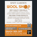 Flyer Logotipo de Compro da Lã Laranja, Knitore Store, L<br><div class="desc">Logotipo de Compro Orange Wool,  Knitting Store,  Panfleto de publicidade da Loja de Yarn na Loja de Cartão de visita.</div>