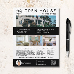 Flyer Logotipo de corretor de imóveis de casa aberta Fot